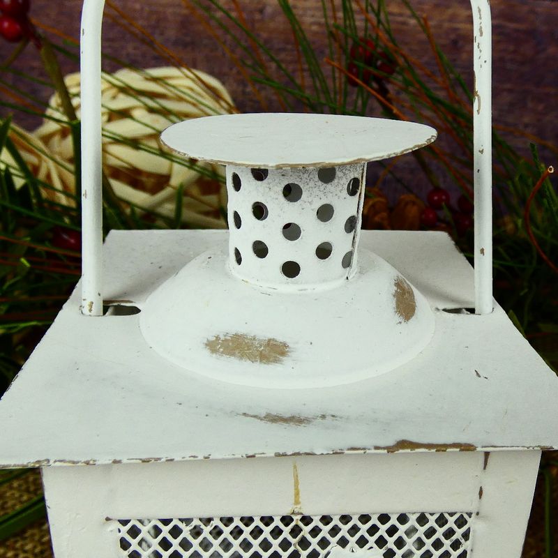 Malá plechová lucerna- s vánoční ozdobou 12 cm