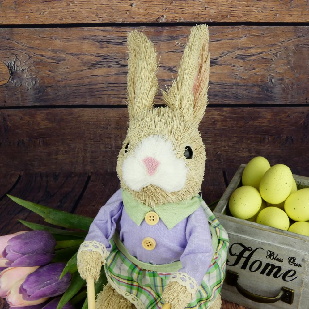 Jarní dekorace- textilní zajíček s vozíčkem, 28 cm II. jakost