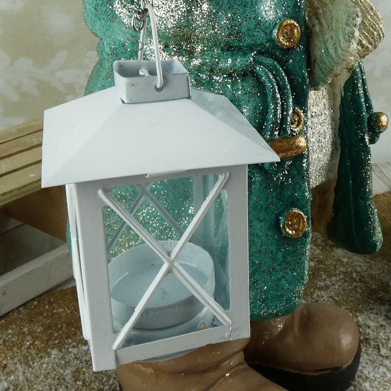 Vánoční figurka dítěte- velká holka v zeleném kabátku s lucernou, 48 cm