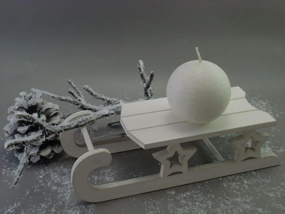 Svíčka koule Alfa- bílá třpytivá, 6 cm