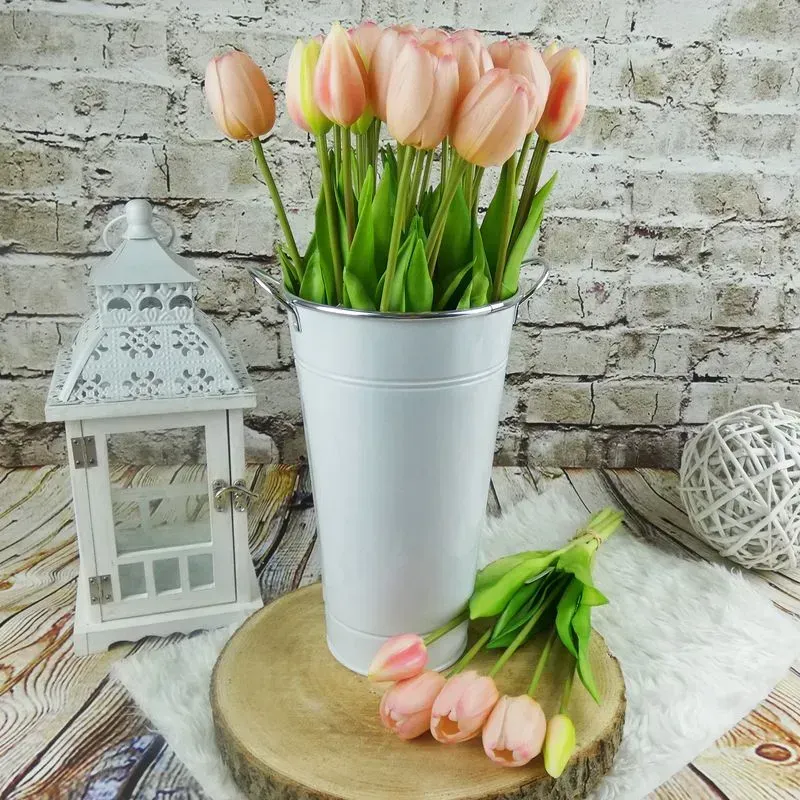 Umělé tulipány gumové (latexové) světle růžové, 39 cm- svazek 5 ks