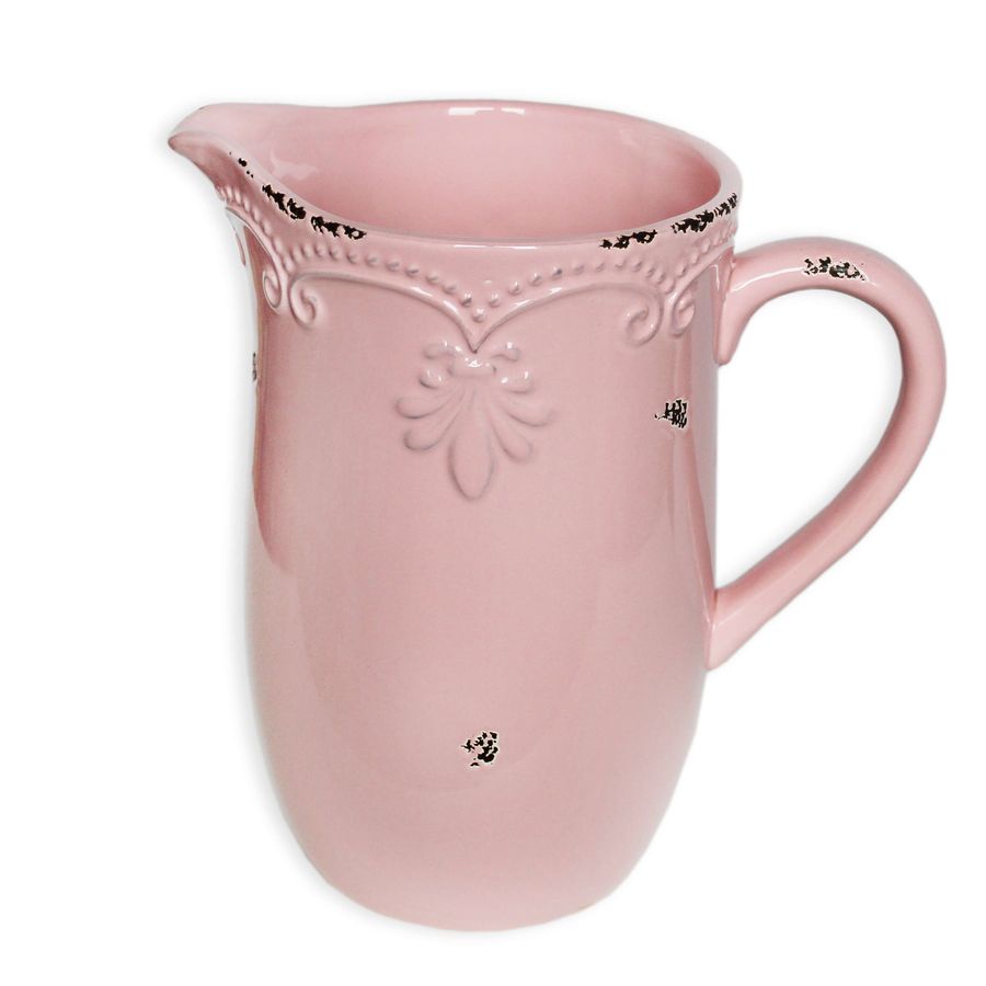 Růžový keramický džbán ve vintage stylu- 20 cm