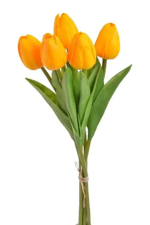 Umělé pěnové tulipány oranžové- 32 cm, svazek 5 ks