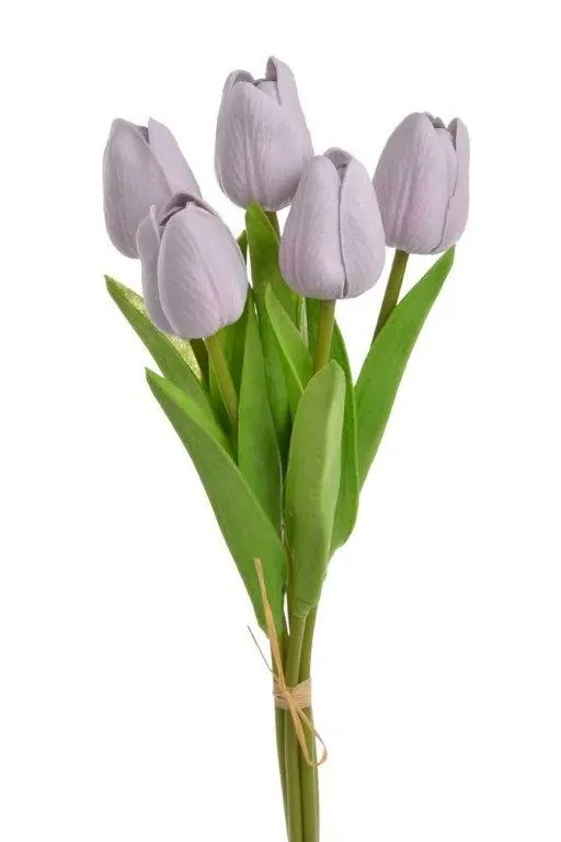 Umělé pěnové tulipány světle fialové- 32 cm, svazek 5 ks
