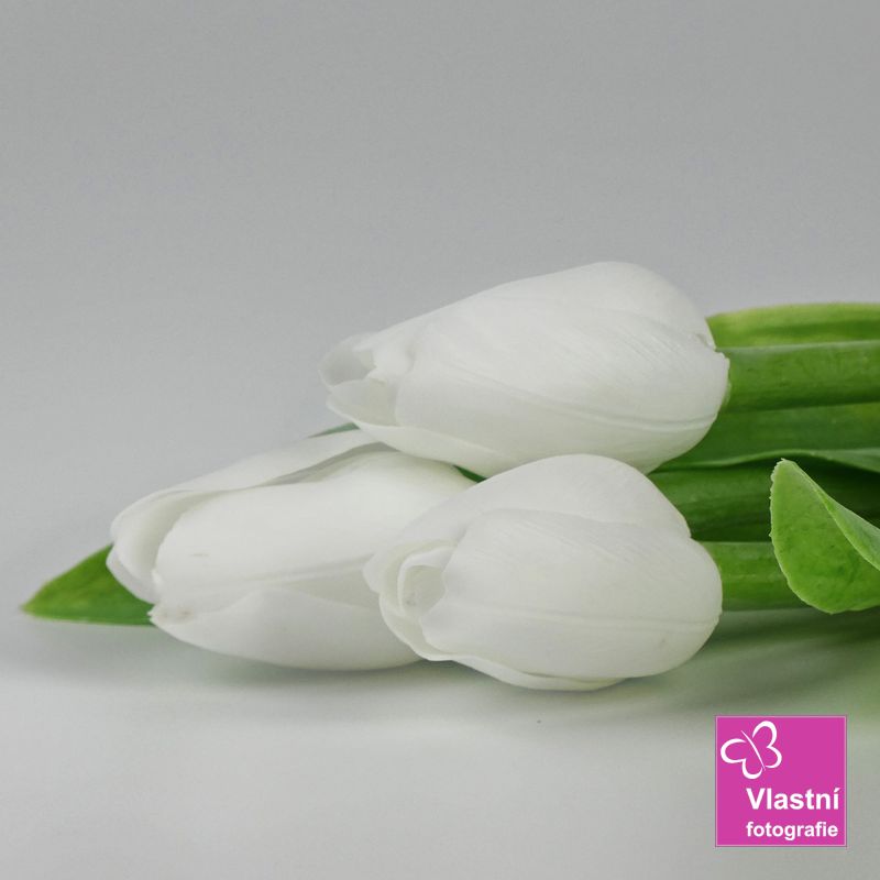 Francouzský umělý tulipán č. 09 – bílý, 40 cm