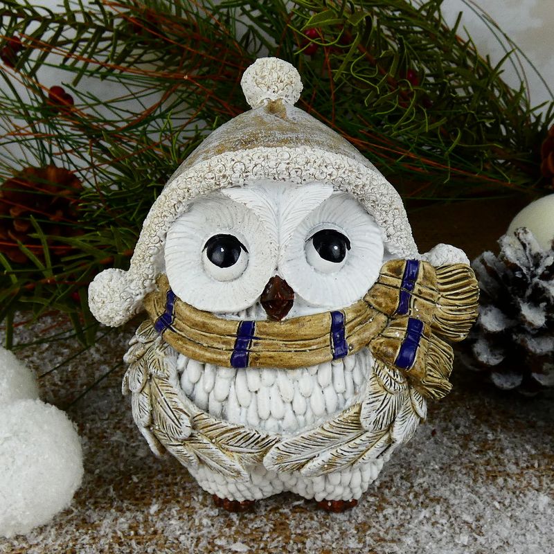 Vánoční dekorace- sova v čepici, 14 cm