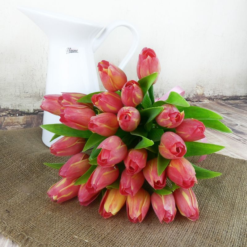 Francouzský umělý tulipán č. 25- žluto- červený, 40 cm