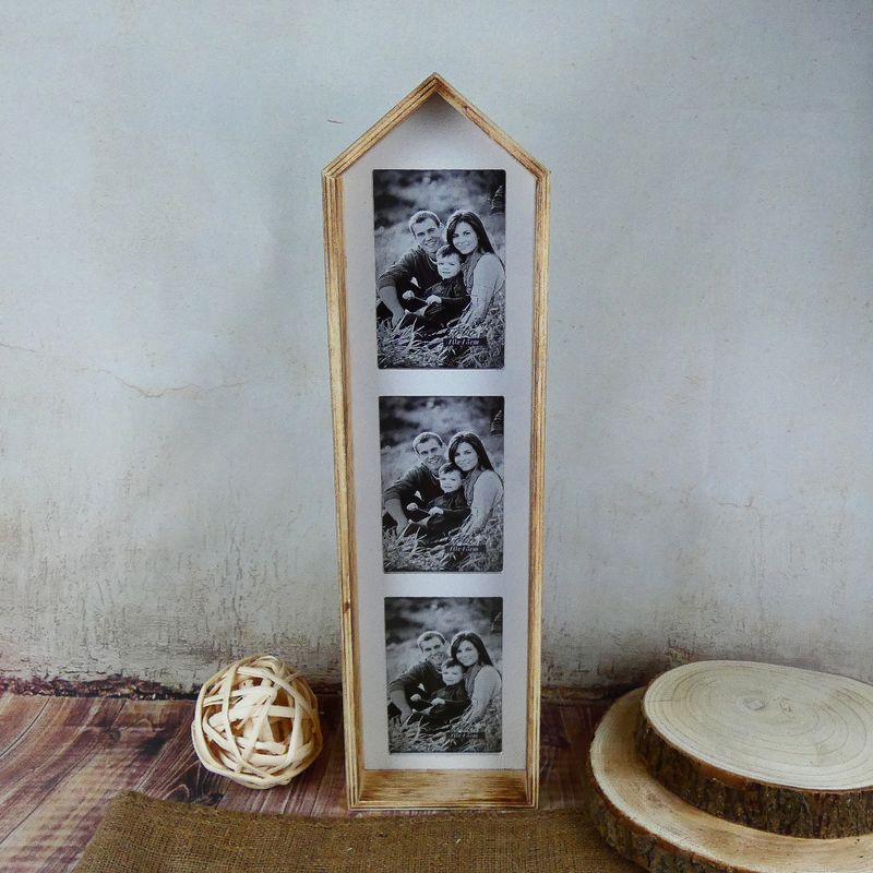 Dřevěný fotorámeček ve tvaru domečku- na tři fotografie
