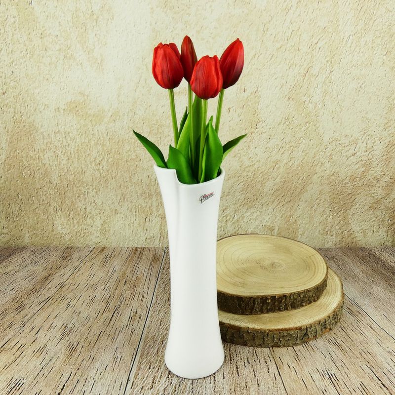Umělé tulipány latexové- sytě červené, svazek 5 ks