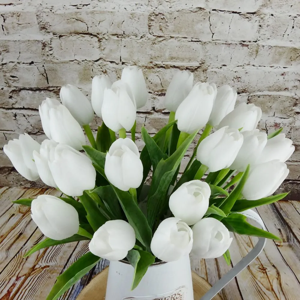 Umělý tulipán bílý- 43 cm, č. 1