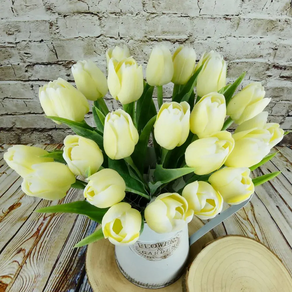 Umělý tulipán krémový- 43 cm, č. 14
