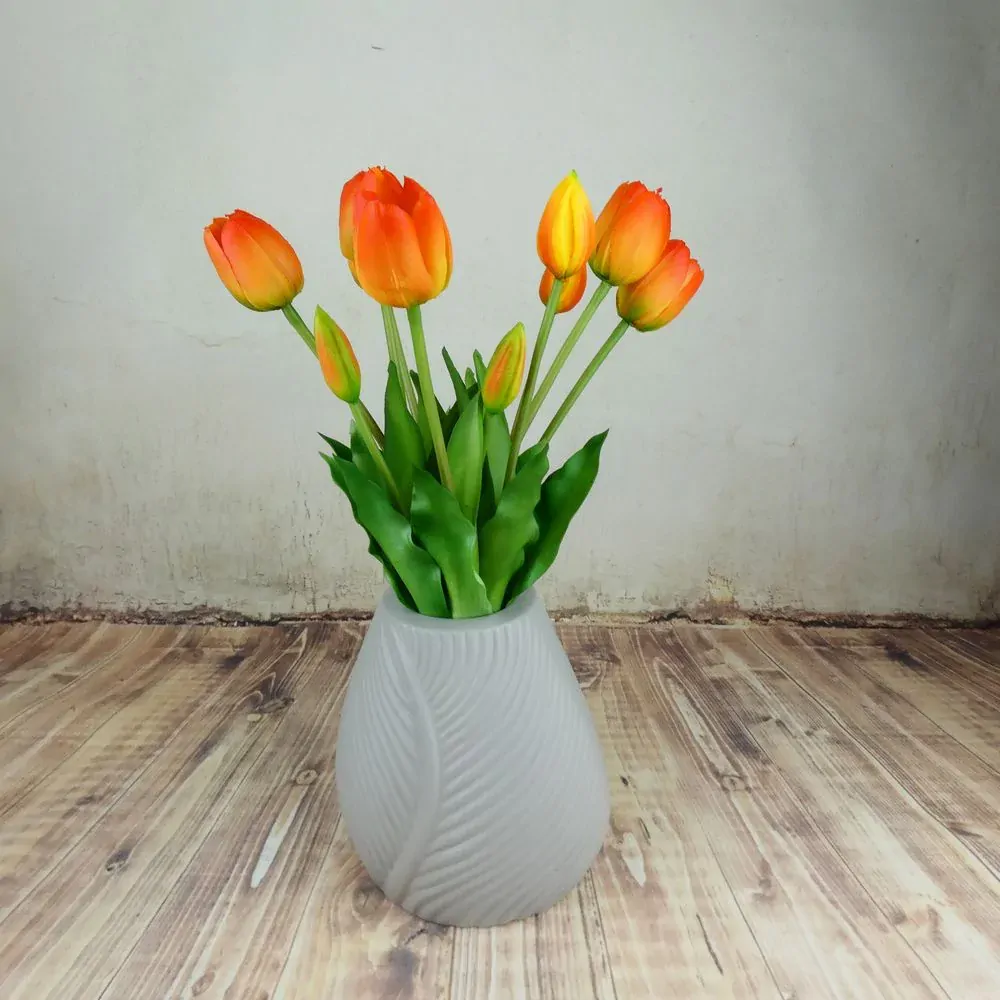 Umělé tulipány gumové- oranžové, svazek 5 ks