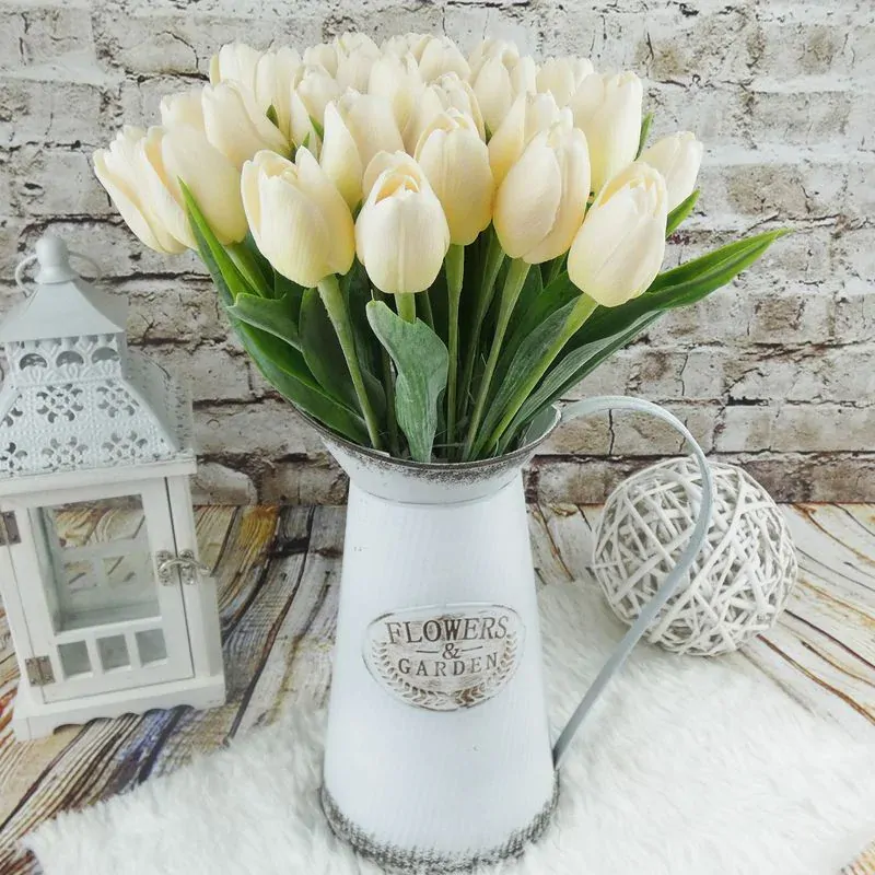 Umělý tulipán krémově bílý- 43 cm, č. 21