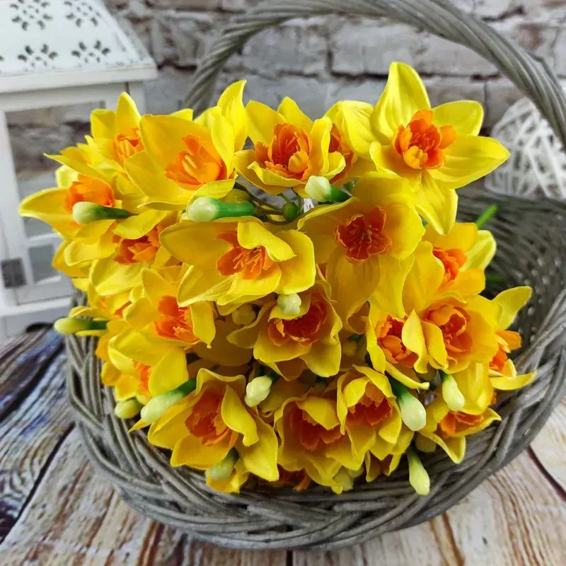 Umělý narcis oranžovo- žlutý- 35 cm