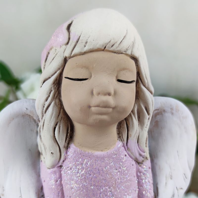 Růžový sádrový anděl Malgosia- 26 cm