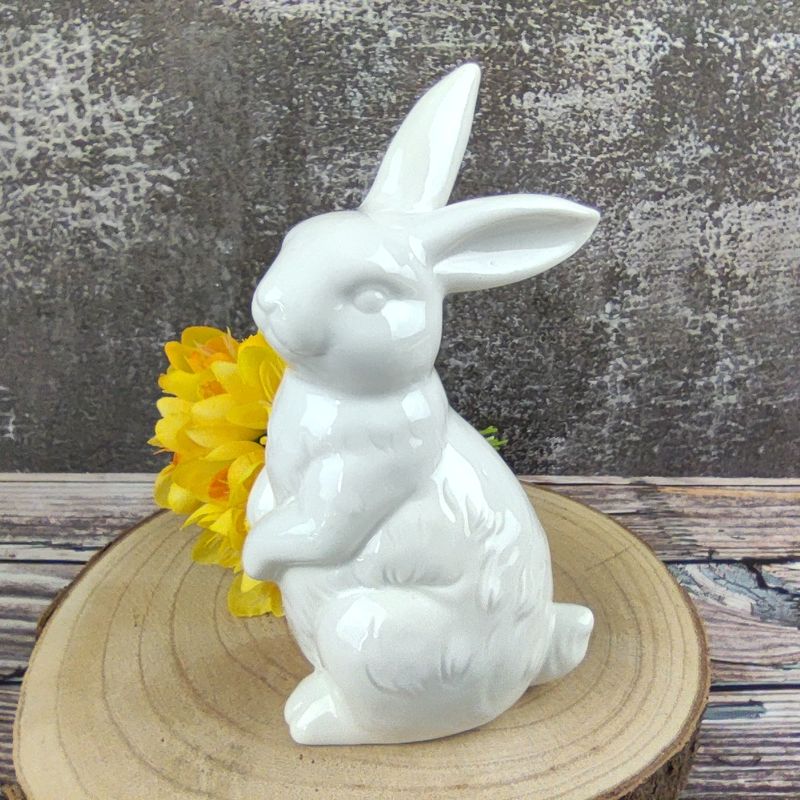 Bílý porcelánový zajíček- 16 cm