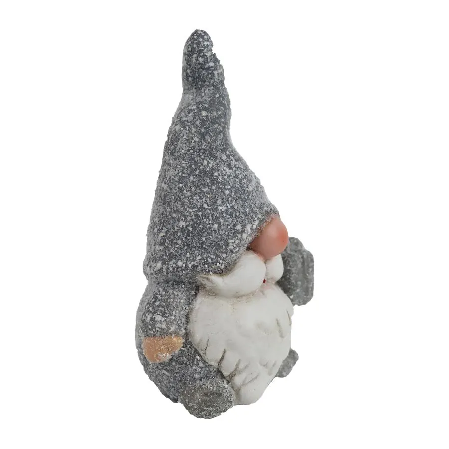 Dekorační keramický skřítek šedý- 16 cm