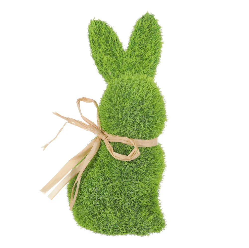 Zelený dekorační zajíc z umělé trávy- 12,5 cm