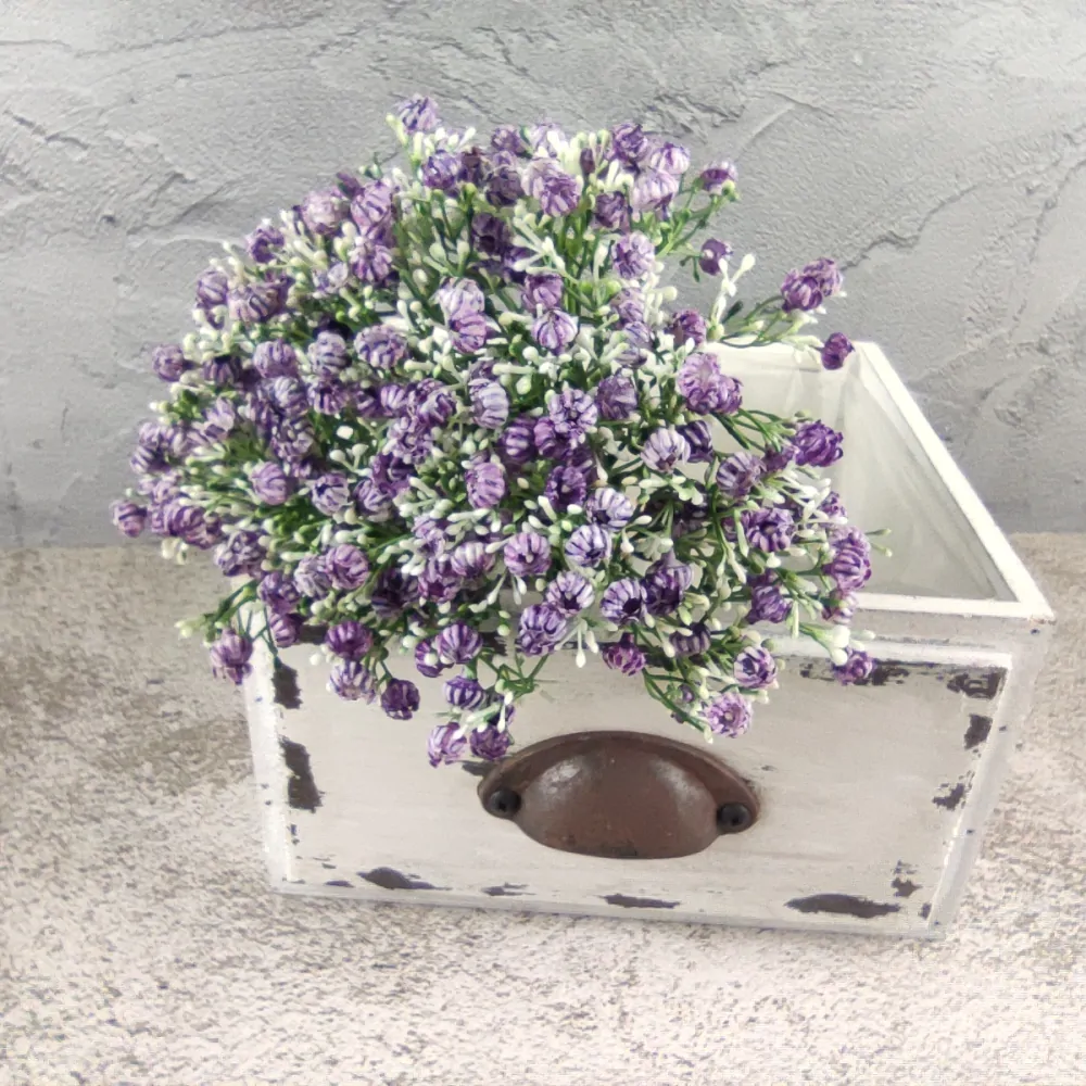 Umělá květina Gypsophila fialová- nevěstin závoj, svazek 12 ks, 32 cm