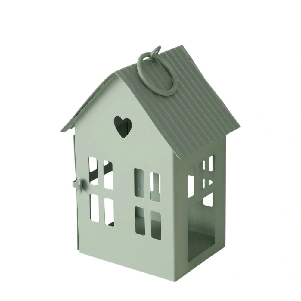 Kovová lucerna Alamo- domeček zelený mint- 13 cm