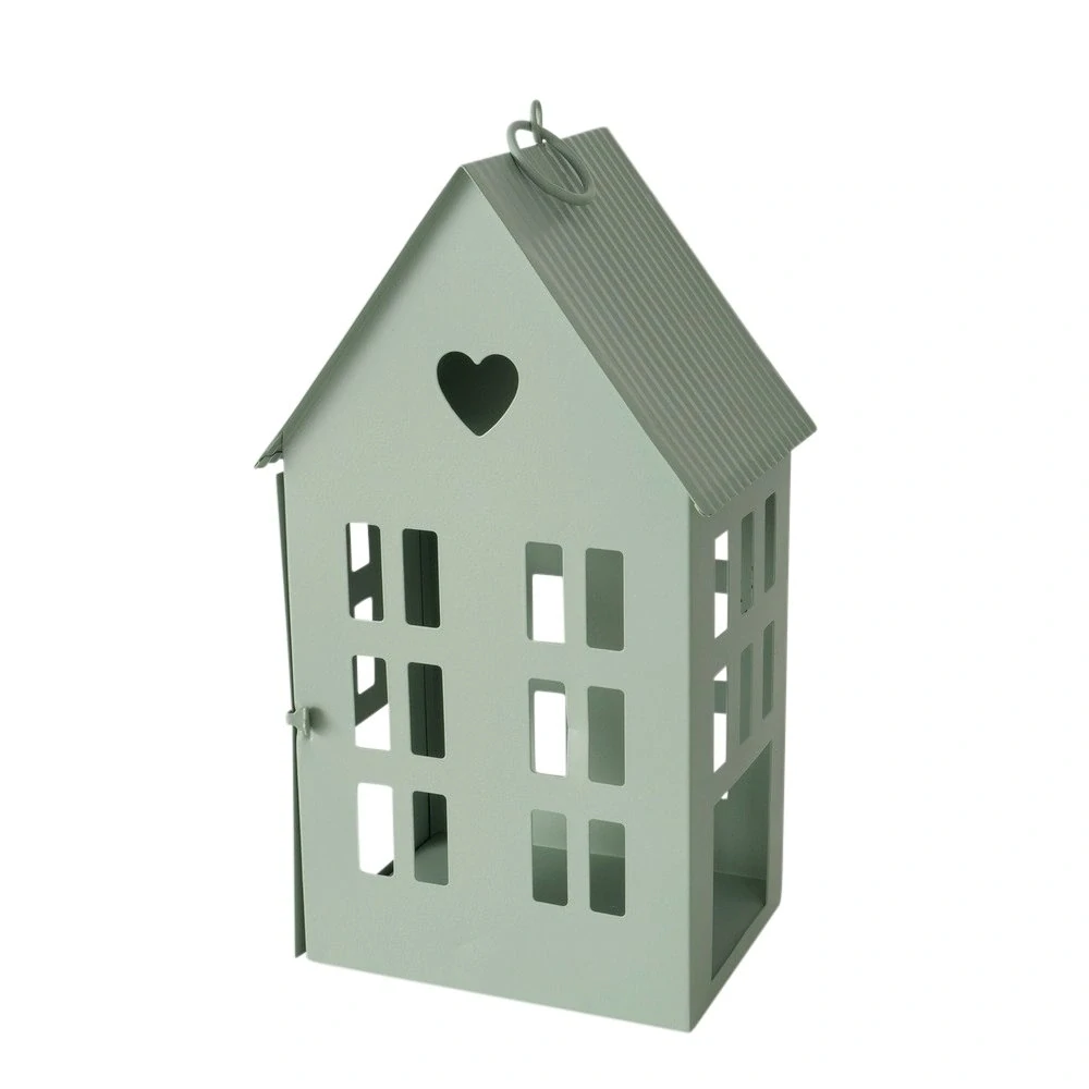 Kovová lucerna Alamo- domeček zelený mint- 24 cm