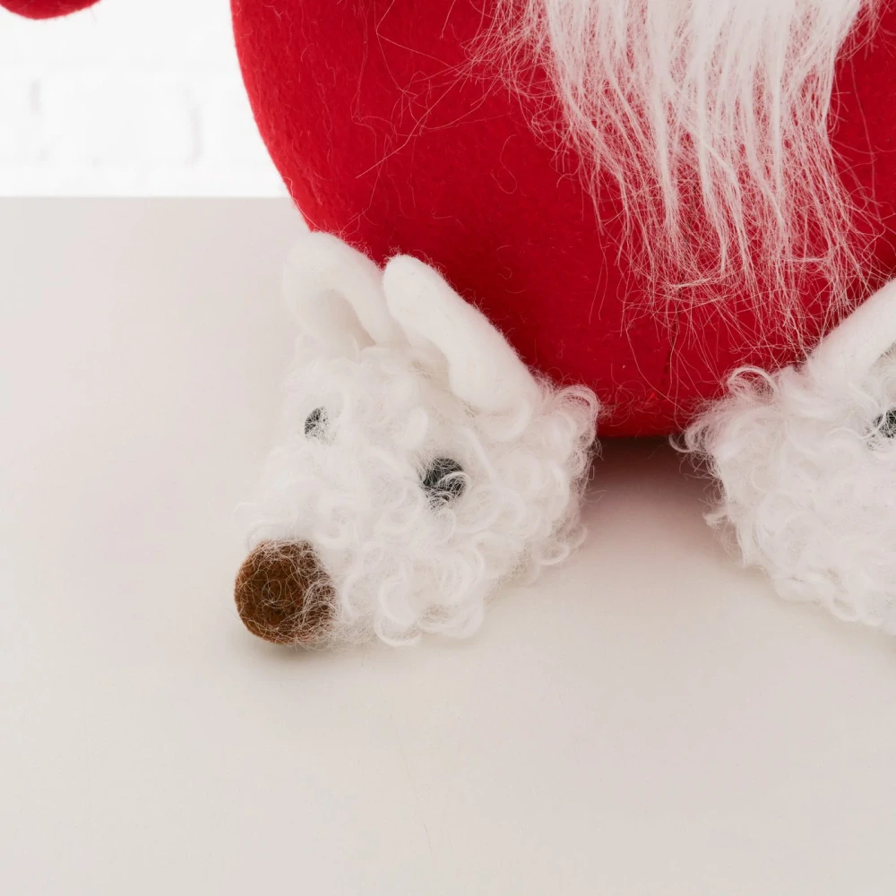 Vánoční plyšový skřítek v červených kalhotách a čepici- 50 cm