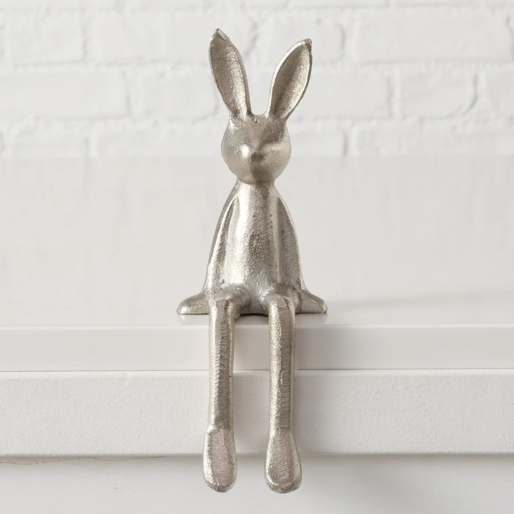 Kovový zajíček s dlouhýma nohama- velikonoční figurka- 19 cm