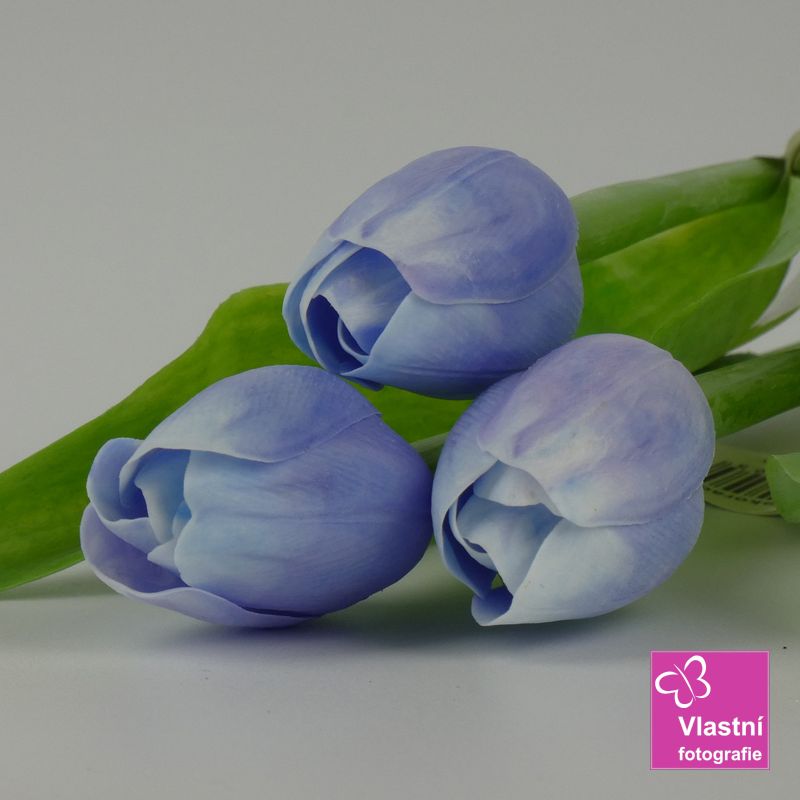 Francouzský umělý tulipán č. 12 – světle modrý, 40 cm