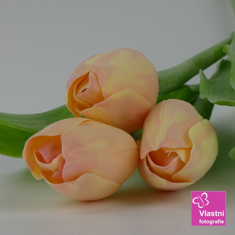 Francouzský umělý tulipán č. 16 – světle broskvový, 40 cm