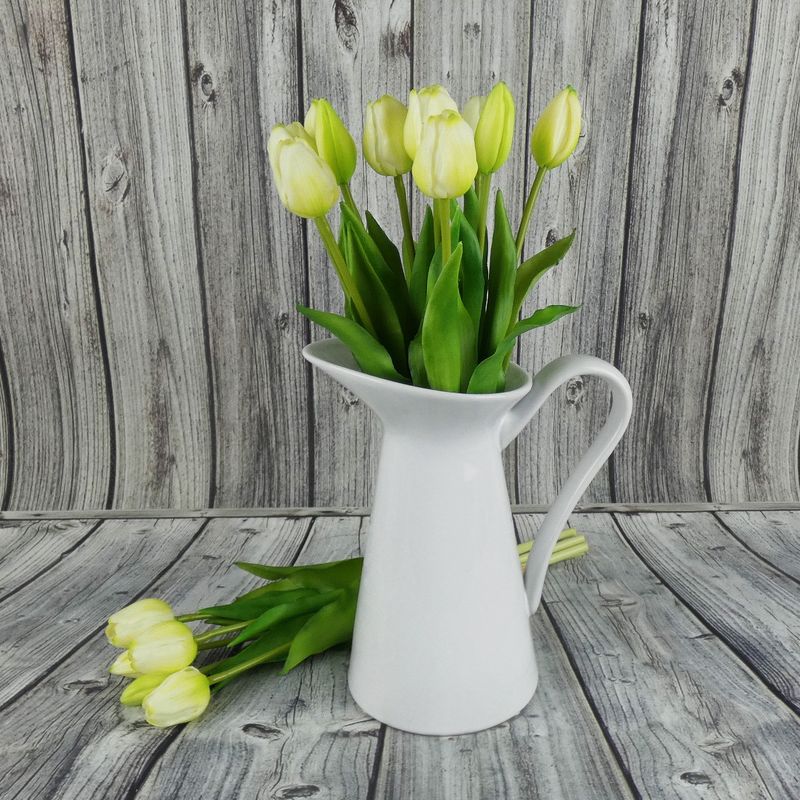 Umělé tulipány latexové krémovo- zelené, svazek 5 ks