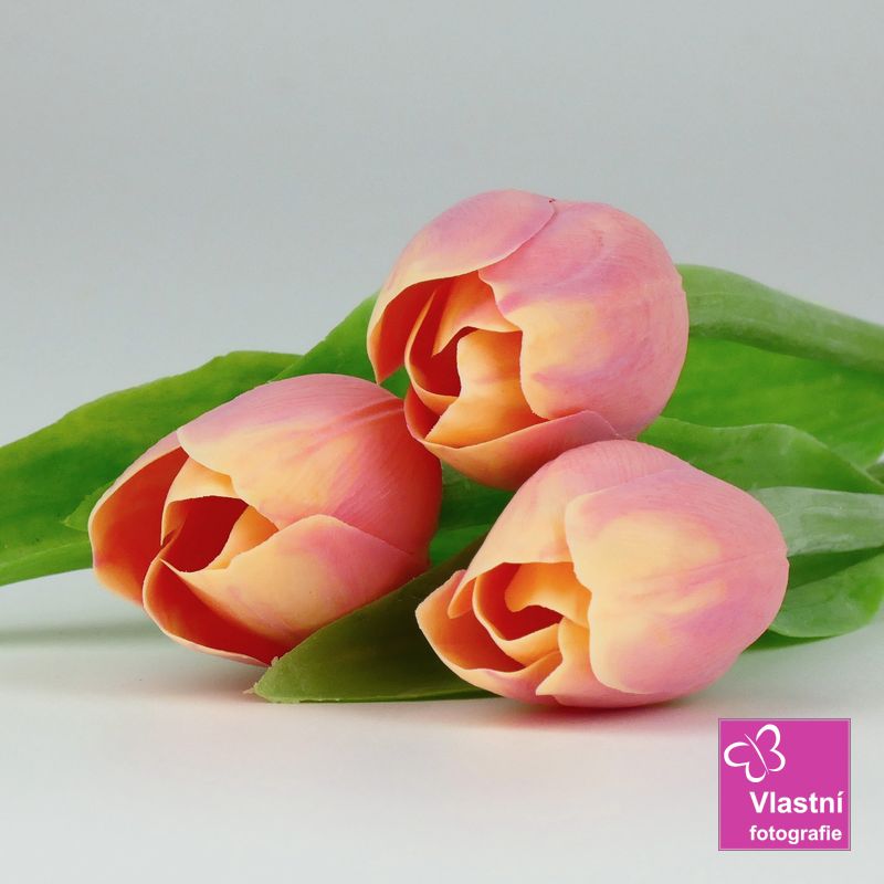 Francouzský umělý tulipán č. 20- broskvový , 40 cm