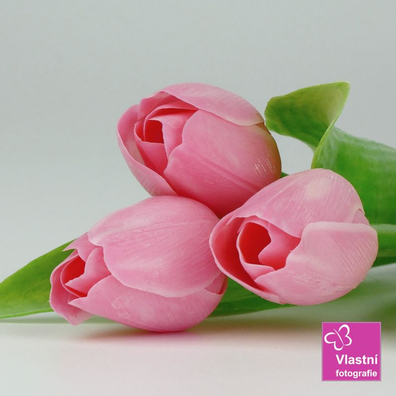 Francouzský umělý tulipán č. 22 - pastelově růžový, 40 cm