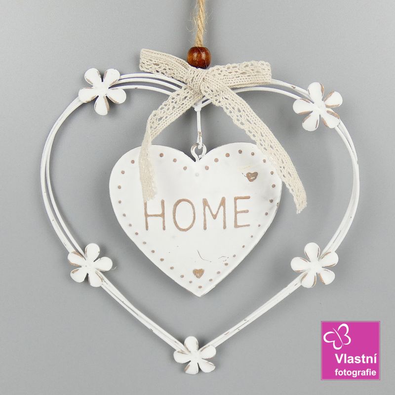 Závěsná kovová dekorace srdce HOME