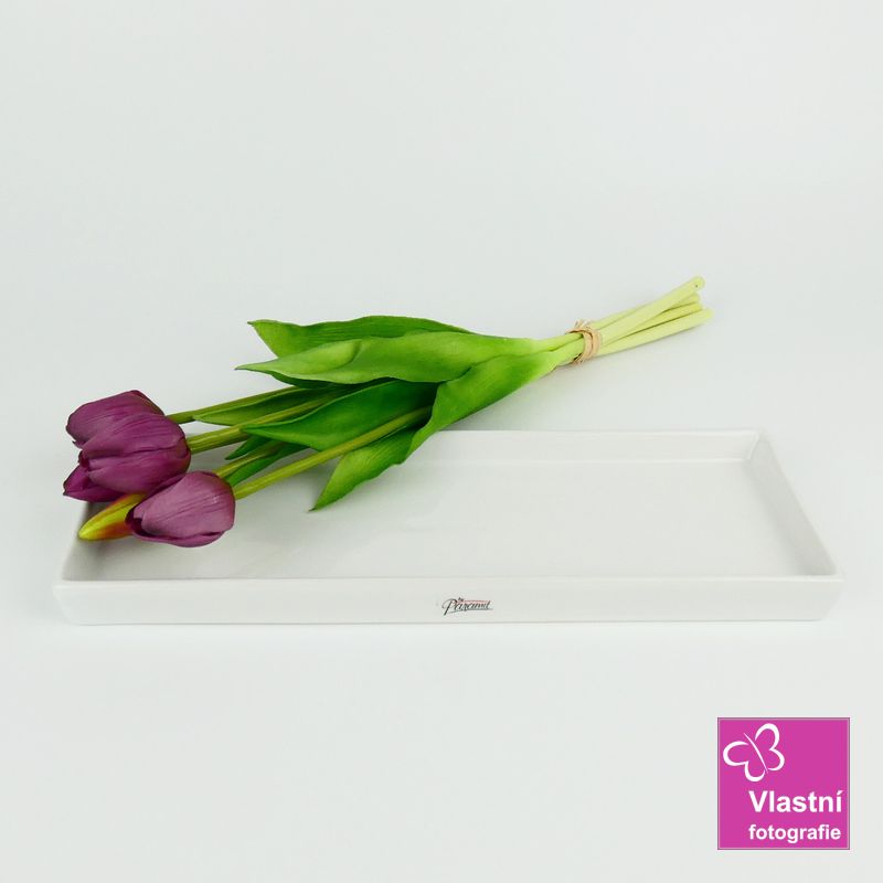 Bílý porcelánový tácek Salma obdélník- 31 cm