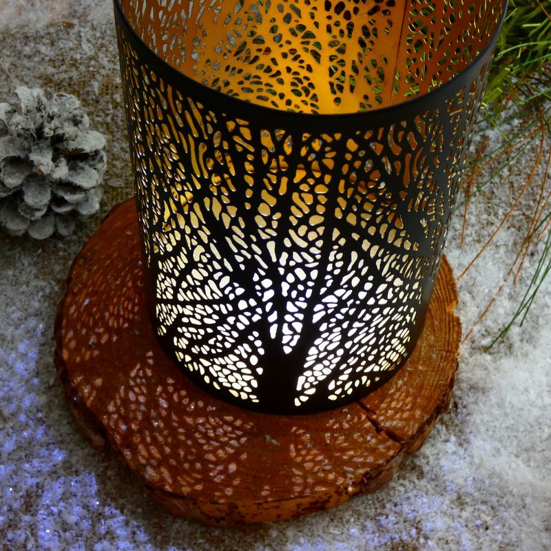Moderní kovový svícen, válec- černý se zlatým vnitřkem, 20 cm