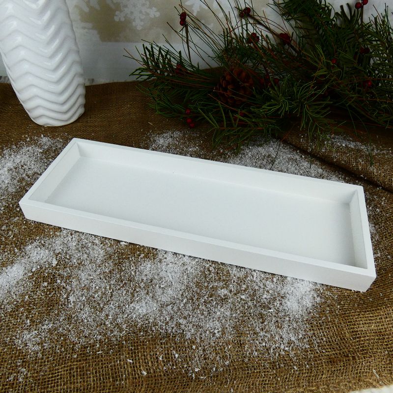 Dřevěný tác obdélníkový – bílý, 40 cm