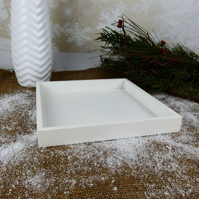 Dřevěný podnos čtvercový – bílý, 25 cm