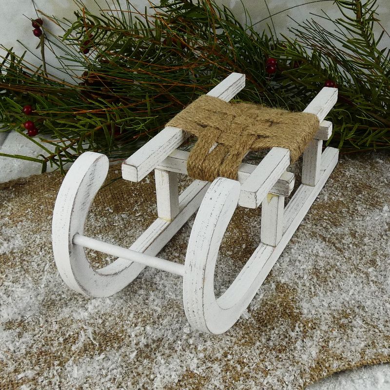 Dřevěné dekorační sáňky s výpletem- délka 29 cm