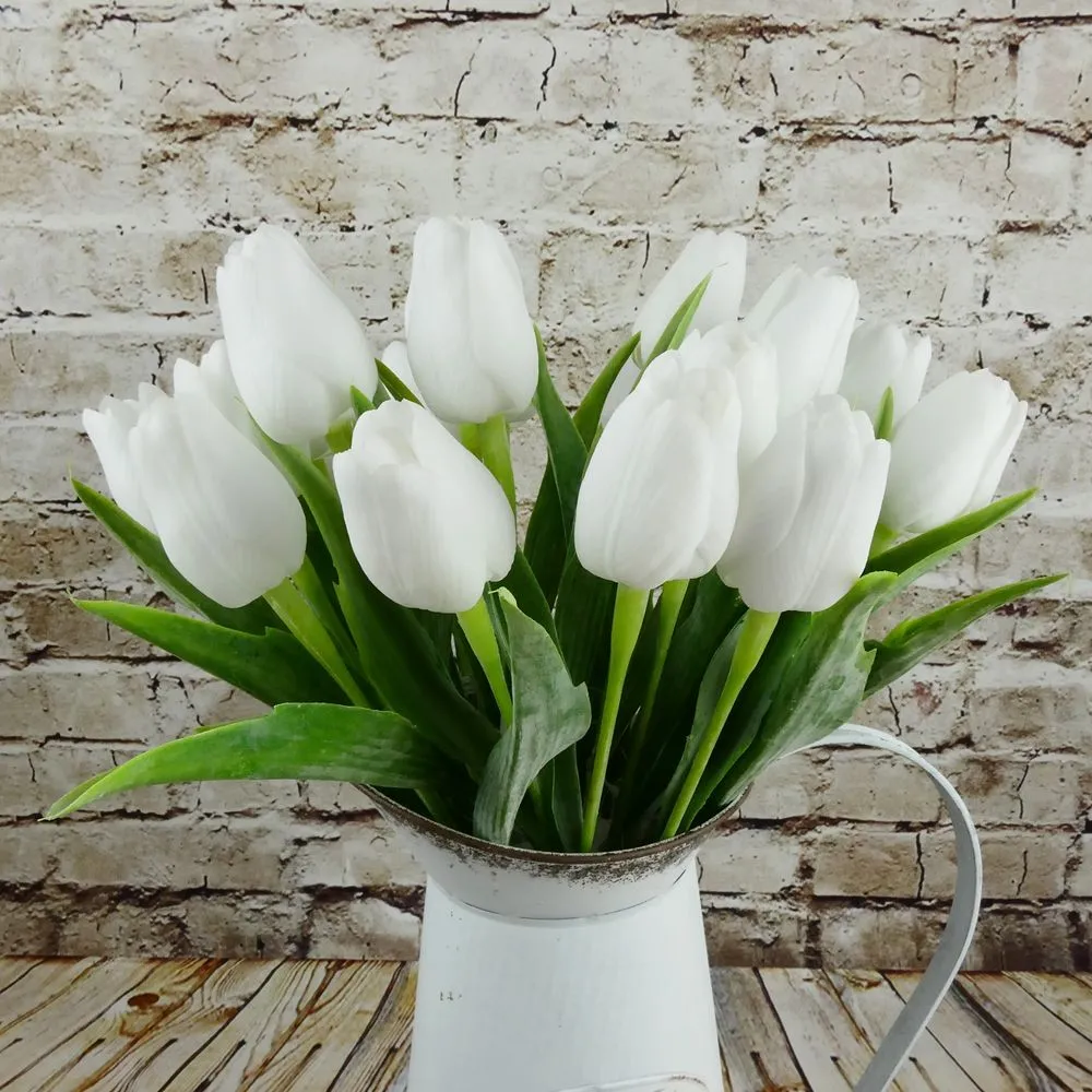 Umělý tulipán bílý- 43 cm, č. 1