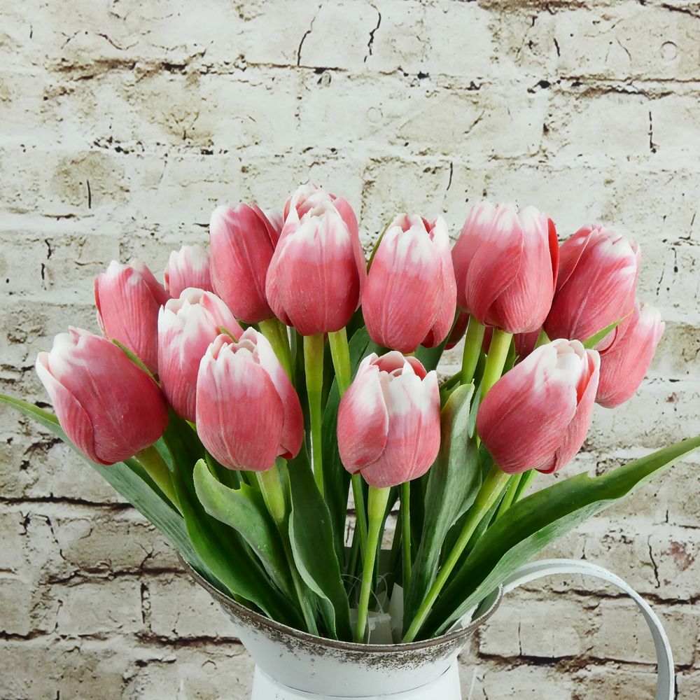 Umělý tulipán červeno- bílý- 43 cm, č. 3