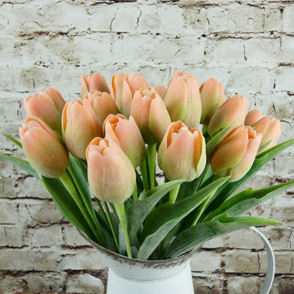 Umělý tulipán broskvovo- zelený- 43 cm, č. 11