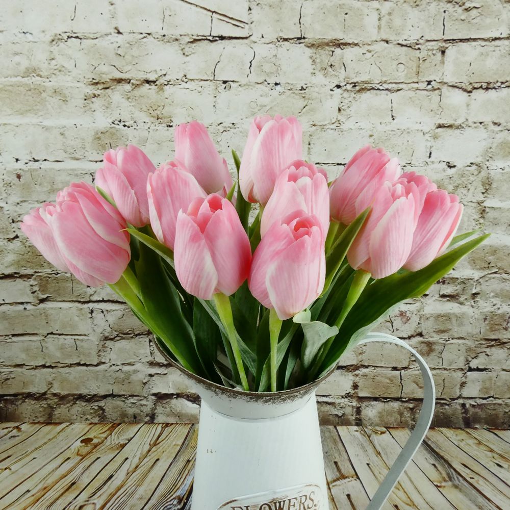 Umělý tulipán růžovo- bílý- 43 cm, č. 12