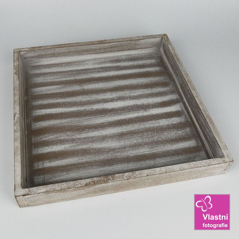 Dřevěný podnos čtvercový – patina, 25 cm