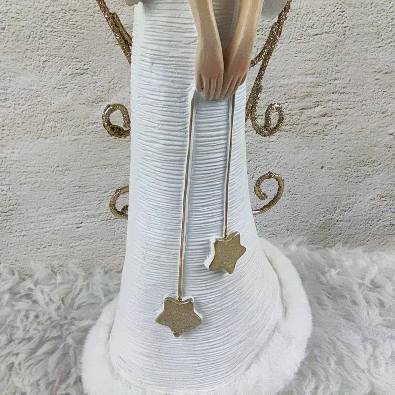 Bílý anděl se sundavacími kovovými křídly- 30 cm