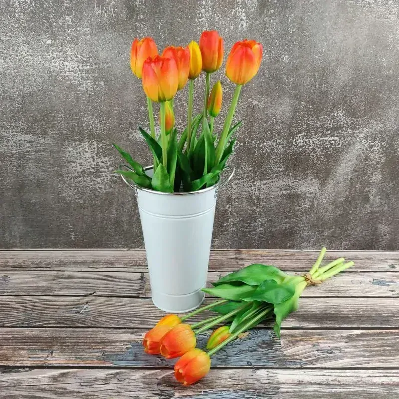 Umělé tulipány gumové (latexové) oranžové, 39 cm- svazek 5 ks