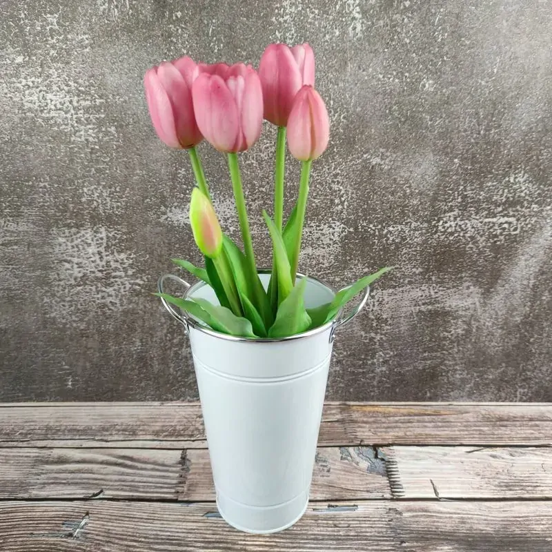 Umělé tulipány gumové (latexové) starorůžové, 39 cm- svazek 5 ks