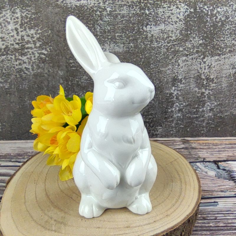 Bílý porcelánový zajíček- 16 cm