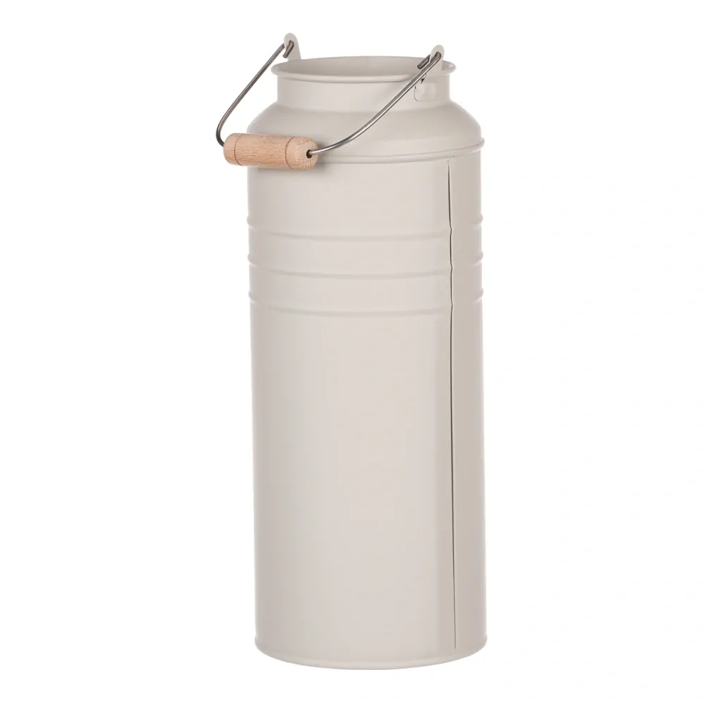 plechová váza s uchem v béžové barvě- 29 cm