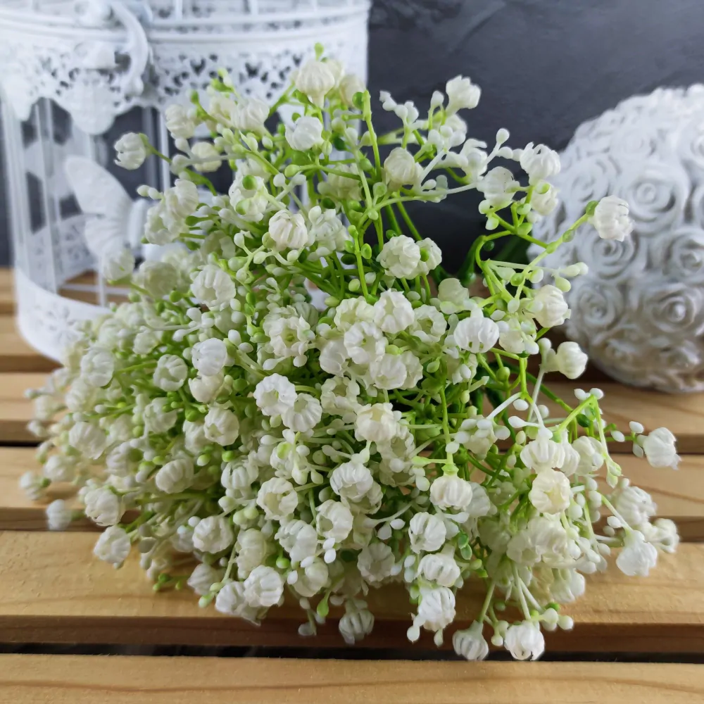 Umělá květina Gypsophila bílá- nevěstin závoj, svazek 12 ks, 32 cm