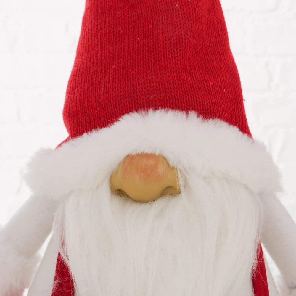 Vánoční plyšový skřítek v červených kalhotách a čepici- 50 cm